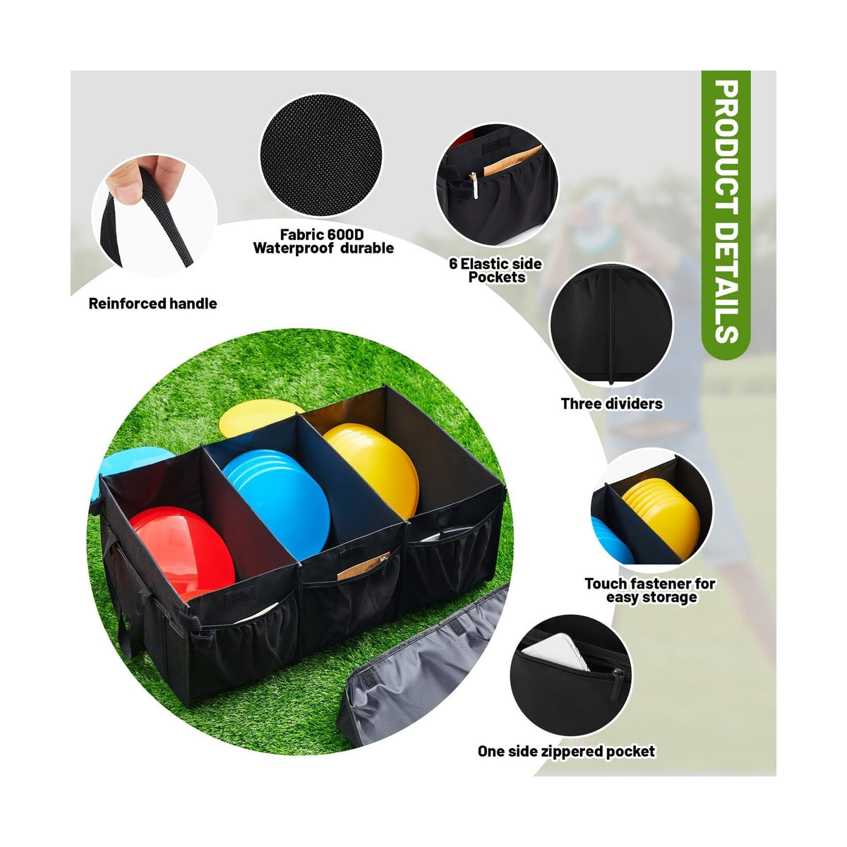 Large Capacity Disc Golf Storage Bag Holds 80 Discs with Lid and Dividers
