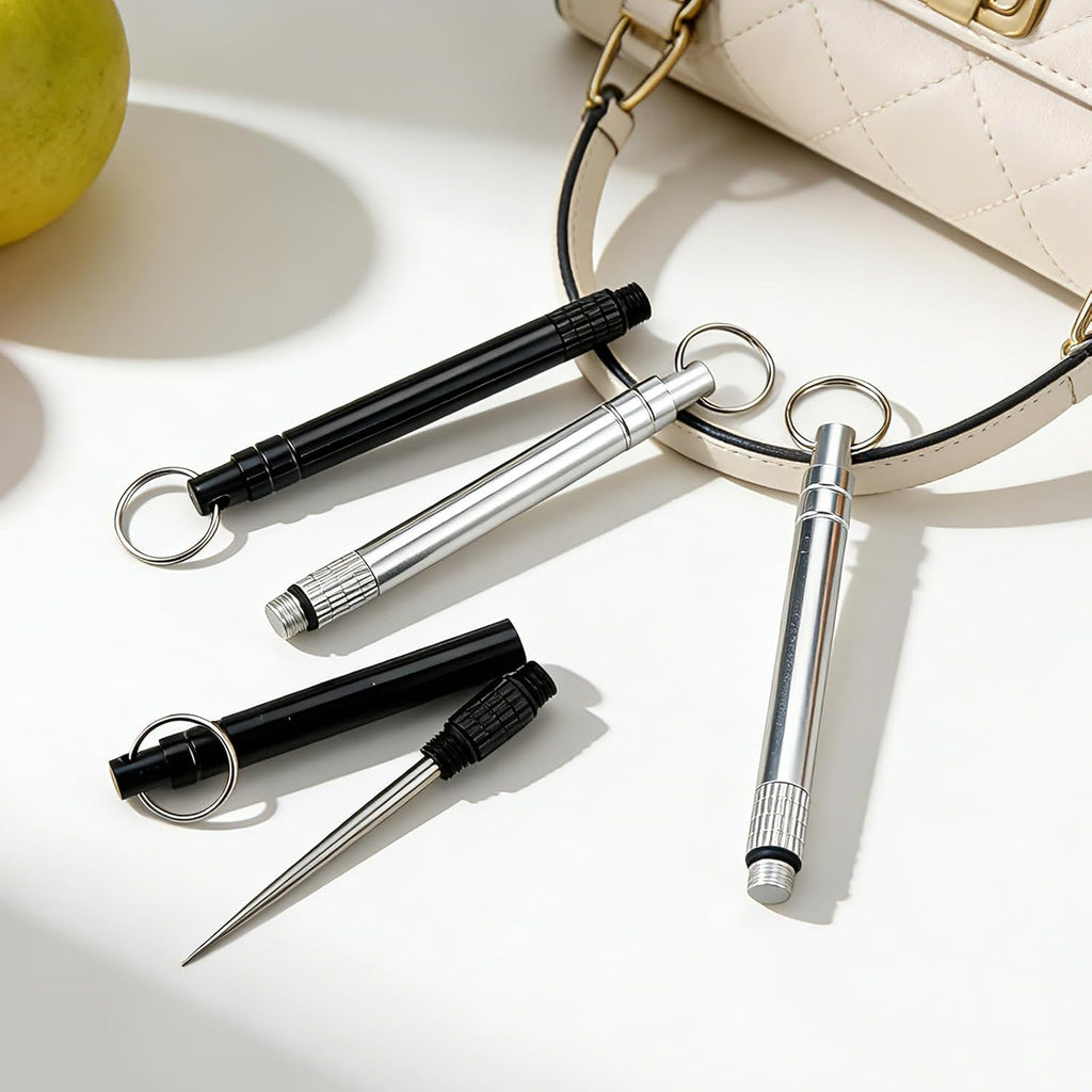 Mini Titanium Reusable Metal Toothpick Set with Stainless Steel Holder - Portable & Hygienic