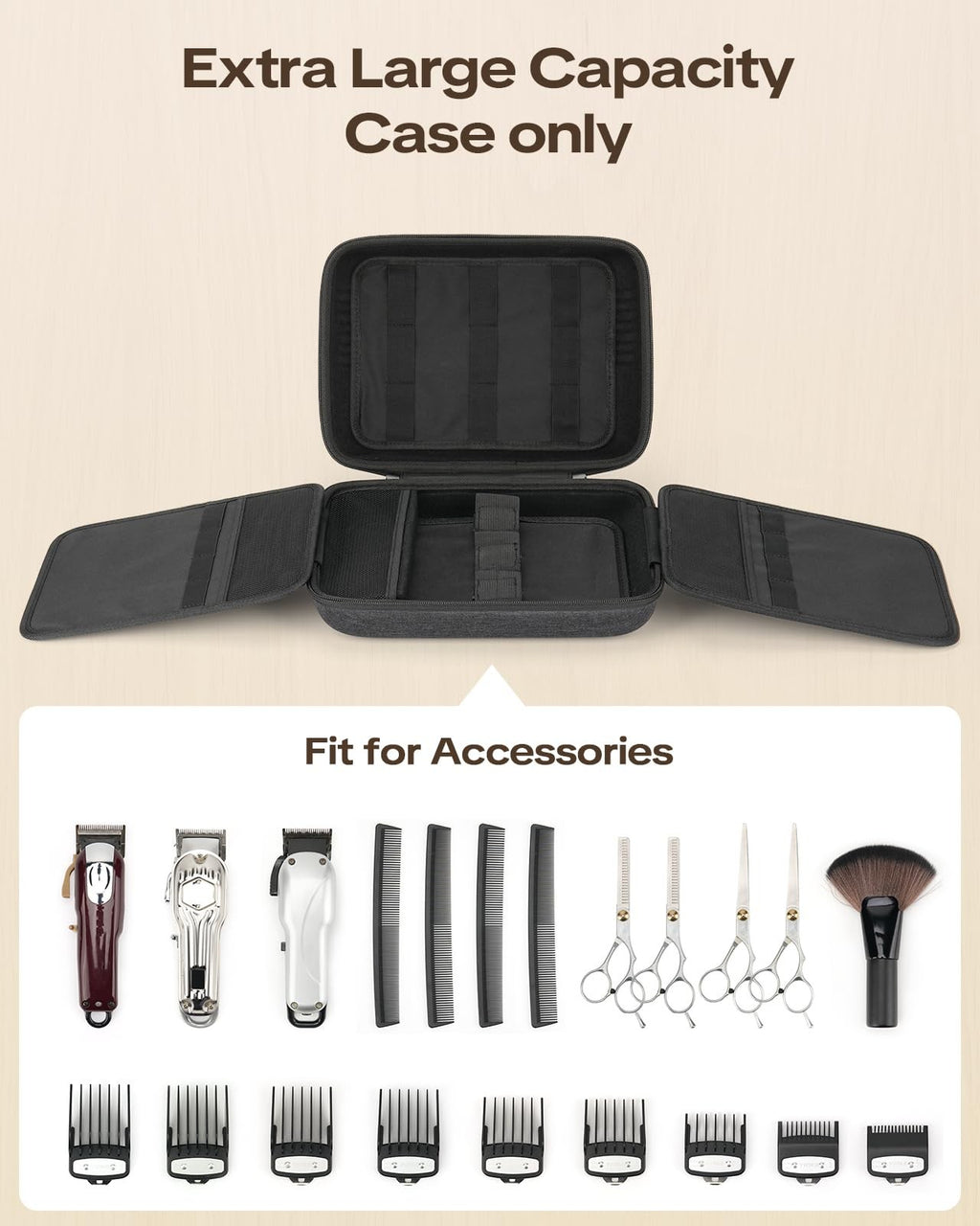 Hard Hair Clipper Case for Barber Salon Travel Storage Black