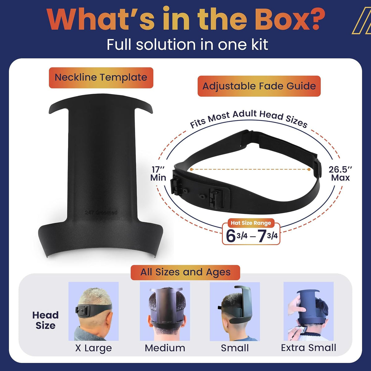 Men and Kids Haircut Guide Kit with Neckline and Fade Line Up Tools