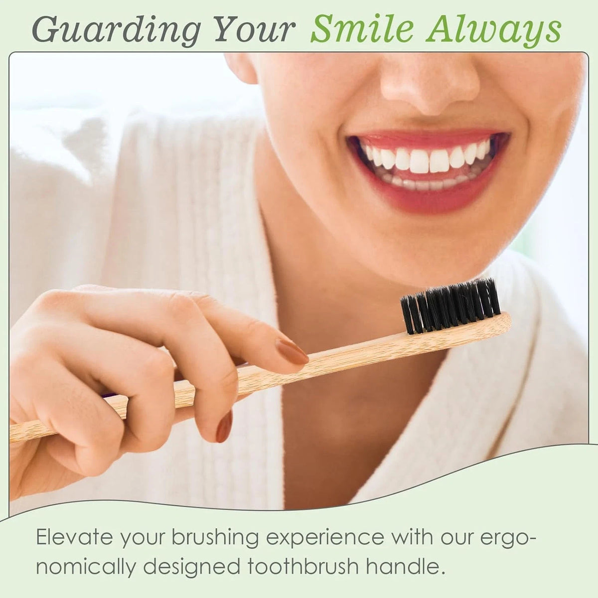 10 Pack Bamboo Toothbrushes with Medium Bristles - Eco-Friendly & Biodegradable