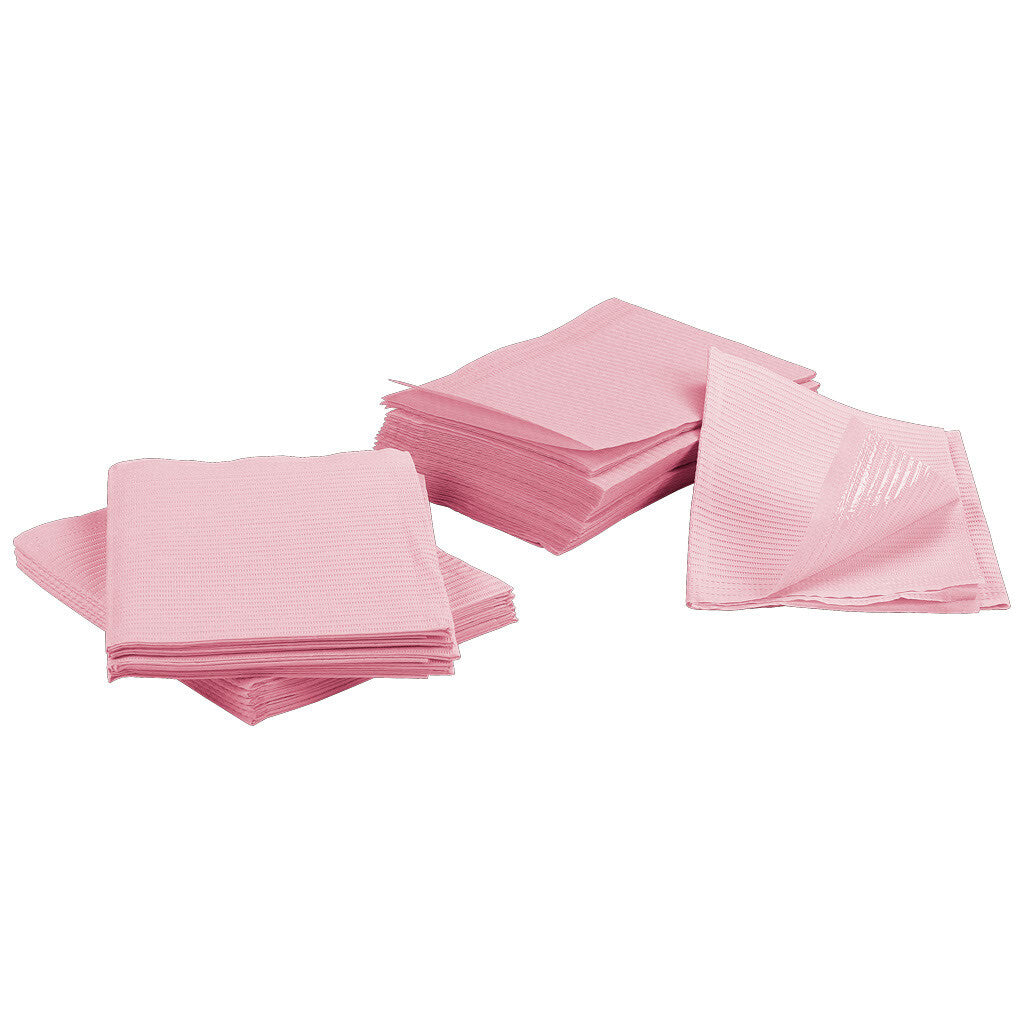 Pink Disposable Dental Bibs — 1000 Pack for Tray, Chair, Nail & Tattoo Covers
