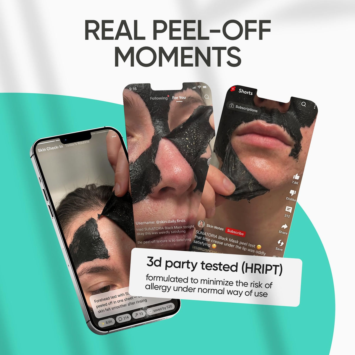 Black Peel Off Face Mask for Oily Skin, Purifying Charcoal Mask with Botanical Extracts