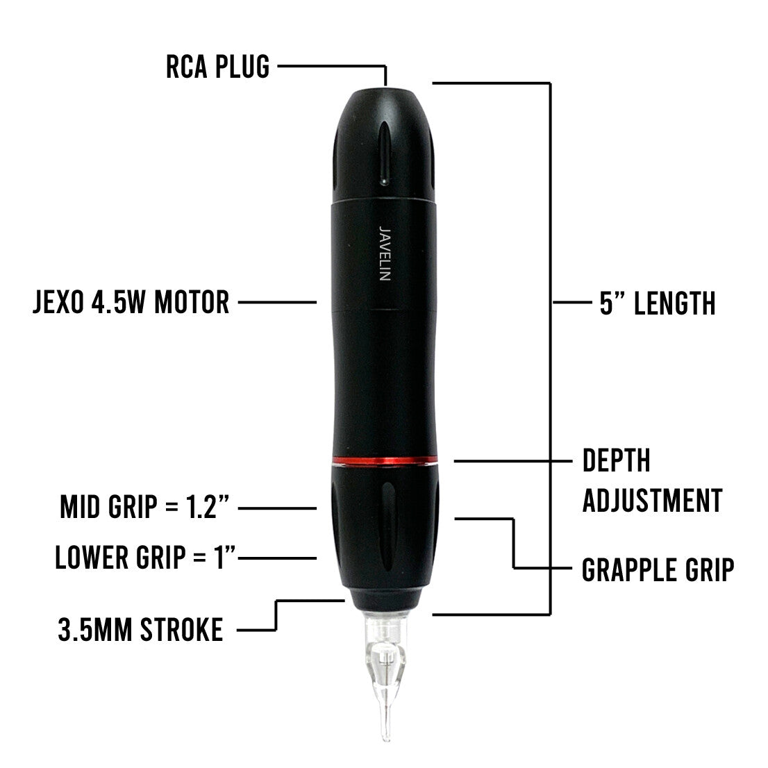 Wireless Tattoo Pen Kit - Javelin Freedom Portable Rotary Machine with RCA Power Pack