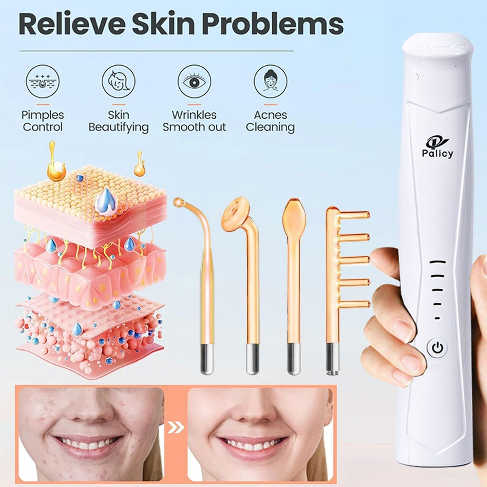 High Frequency Facial Wand - Portable Skin Therapy Device for Acne & Anti-Aging