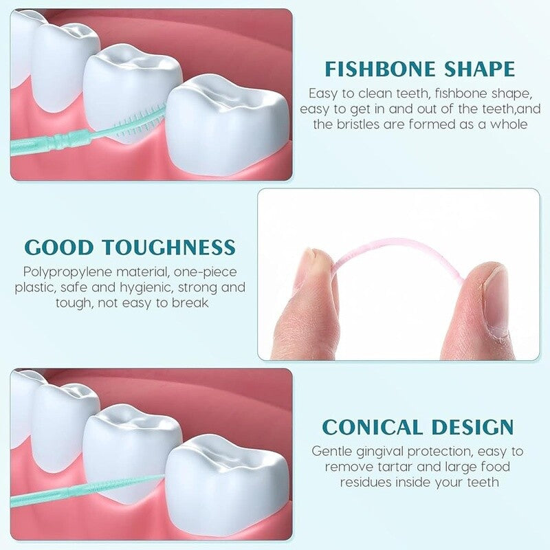 Disposable Dental Picks with Bristles Travel Pack - 80 Count Dual Function