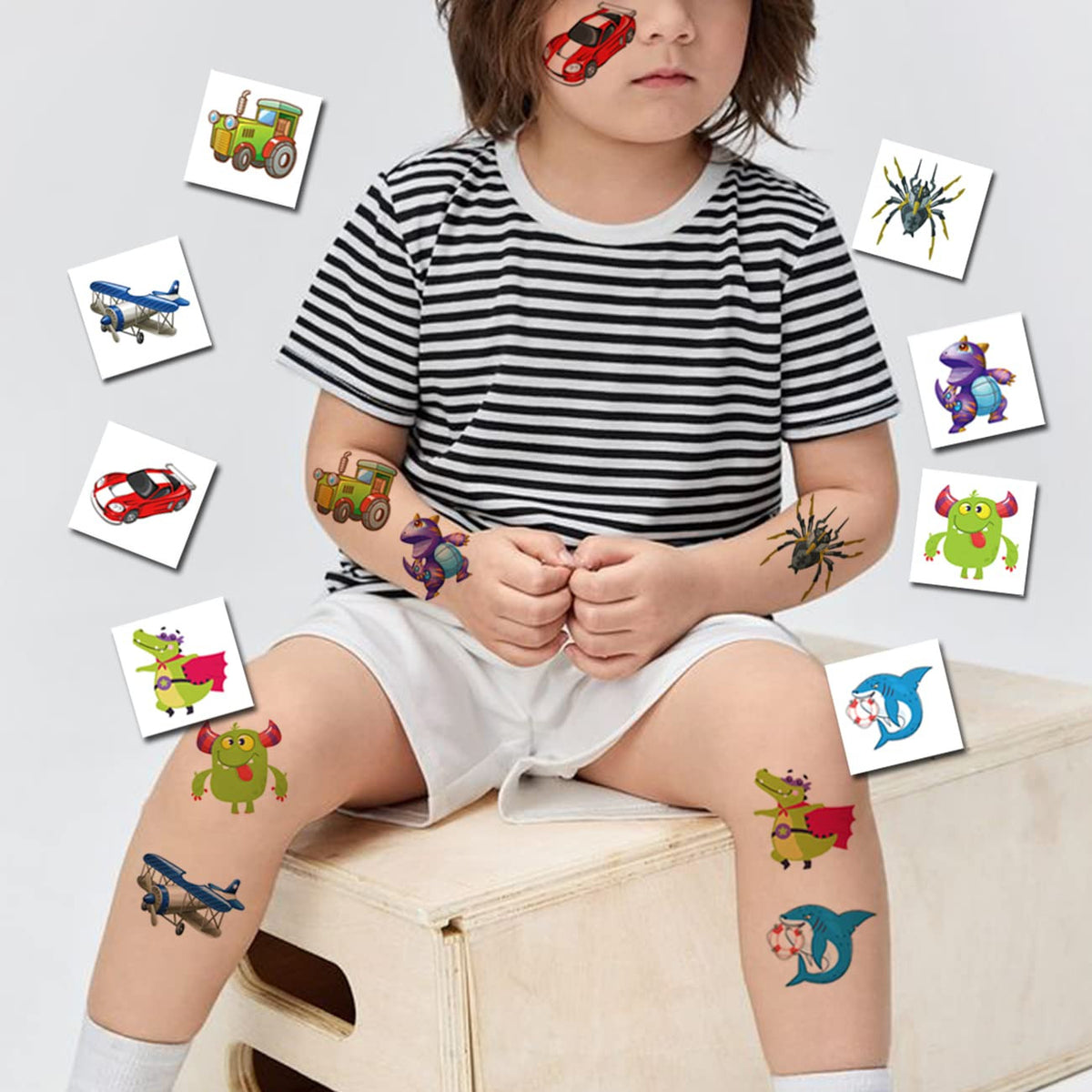 204 Pack Kids Temporary Tattoos - Individually Wrapped Fun Party Tattoos
