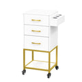 Salon Trolley Cart with 3 Drawers and Heat-Resistant Tool Holders for Stylists