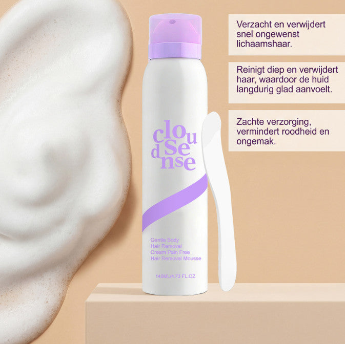 Gentle Hair Removal Mousse Spray with Aloe & Hyaluronic Acid - Fast & Soothing for Sensitive Skin