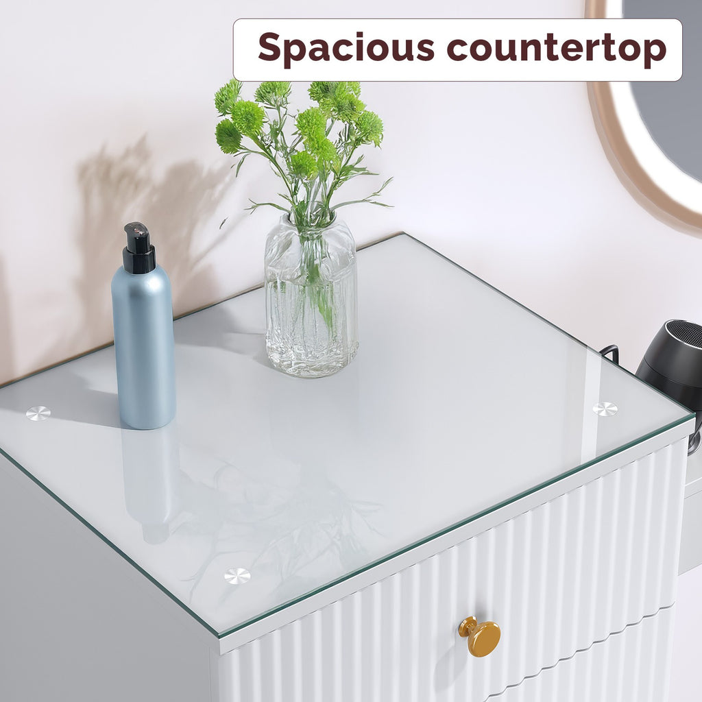 Salon Station with 4 Drawers & Heat-Resistant Holders for Hair Tools, Modern Organizer