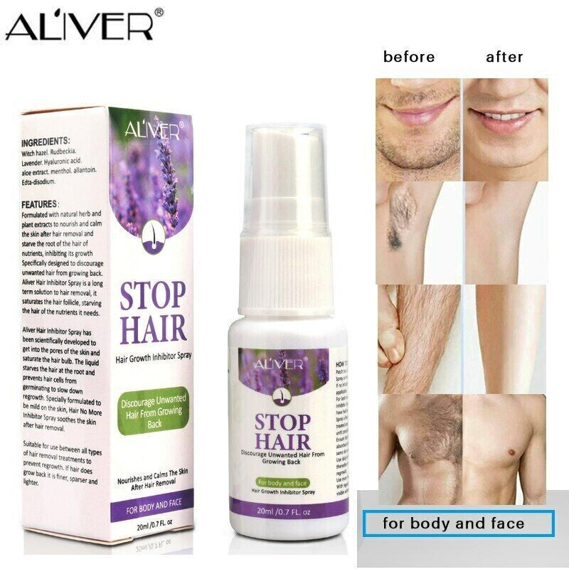 Natural Hair Growth Inhibitor Spray for Face & Body - Painless & Long-Lasting