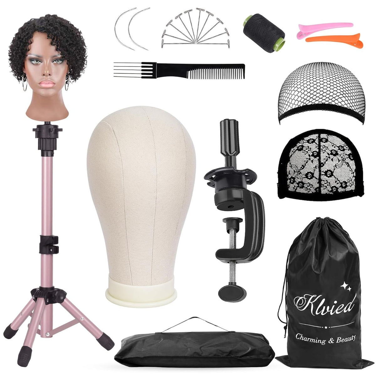 Adjustable Wig Mannequin Stand with Head for Display & Styling