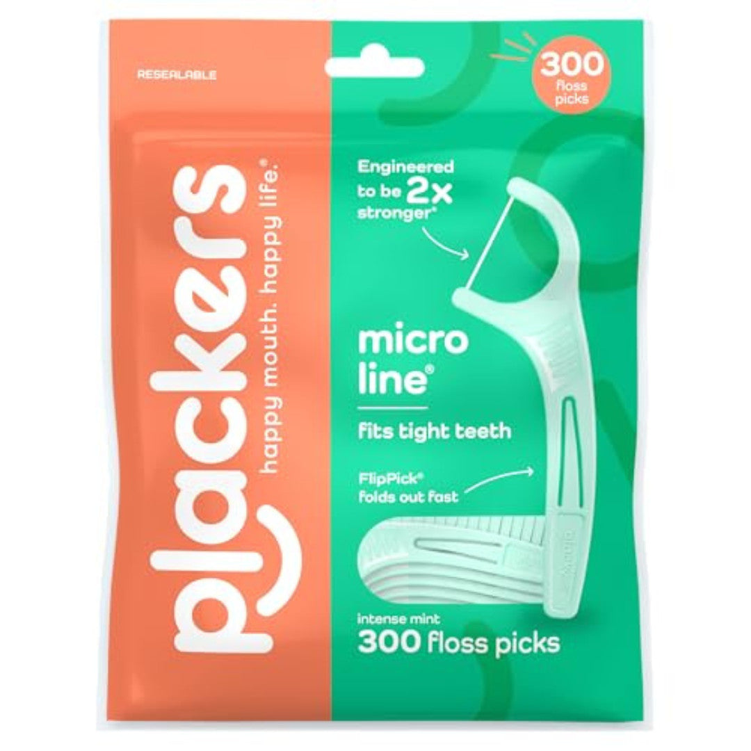Micro Mint Dental Floss Picks 300 Count - Strong, Slim, Durable Oral Floss