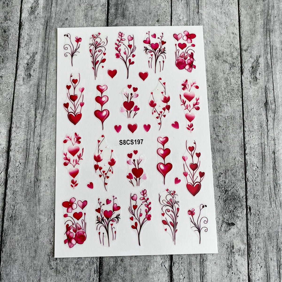 Valentine's Day Nail Stickers Hearts Flower Branch Self-Adhesive Decals