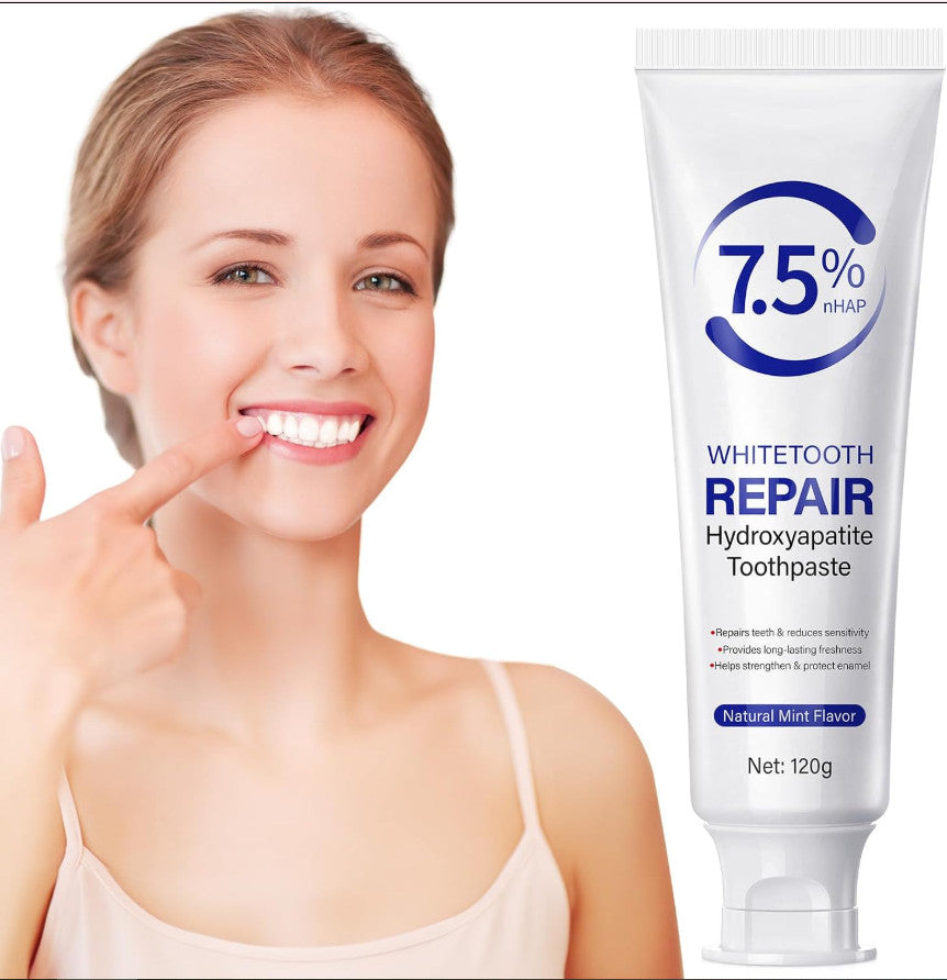 Hydroxyapatite Toothpaste for Sensitive Teeth and Stains - Fluoride-Free 120g