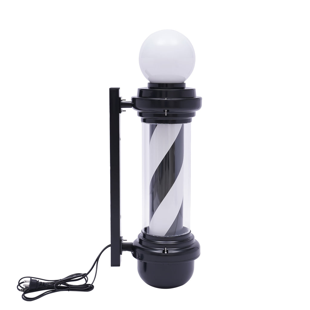 LED Barber Shop Sign Light - Rotating Black & White Wall Lamp for Hair Salon