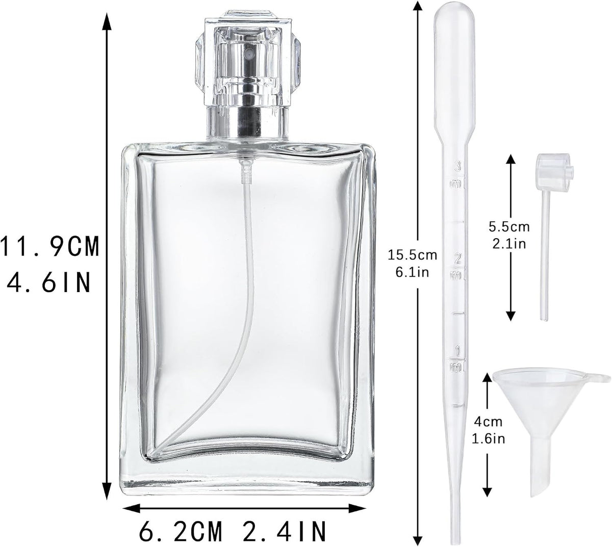 Refillable Glass Perfume Spray Bottles 100ml - 2 Pack Fine Mist Cologne Containers