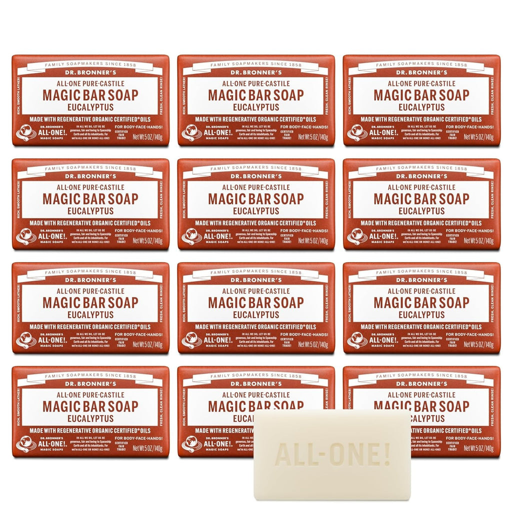 Pure Castile Bar Soap 6oz & 12 Pack Natural Vegan Organic Skin Care