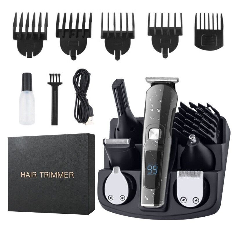 Cordless Men’s Hair Clippers & Trimmer Kit with 6 Attachments & LCD Display
