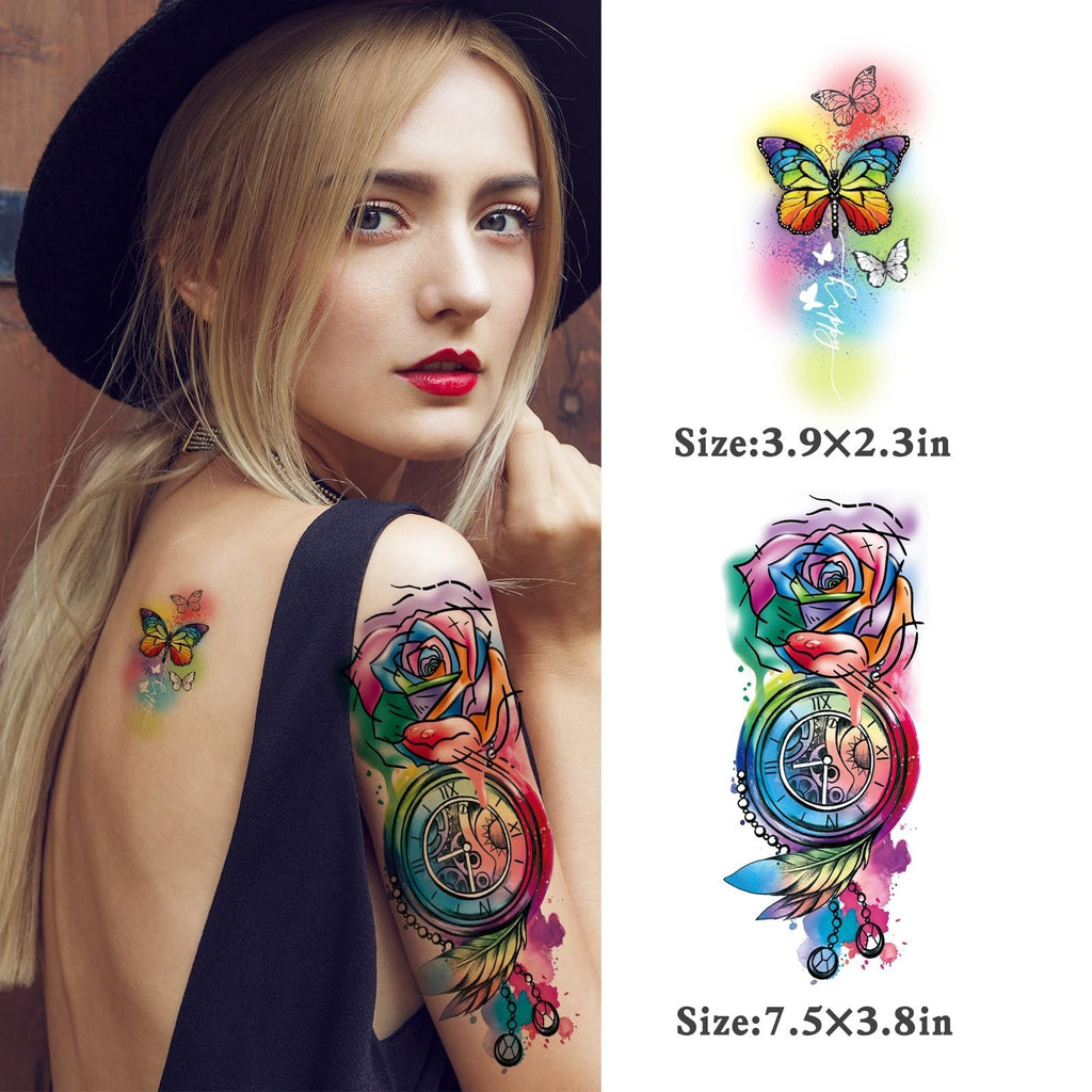Large Waterproof Temporary Tattoos Set for Women Kids - 86 Sheets Floral & Animal Designs