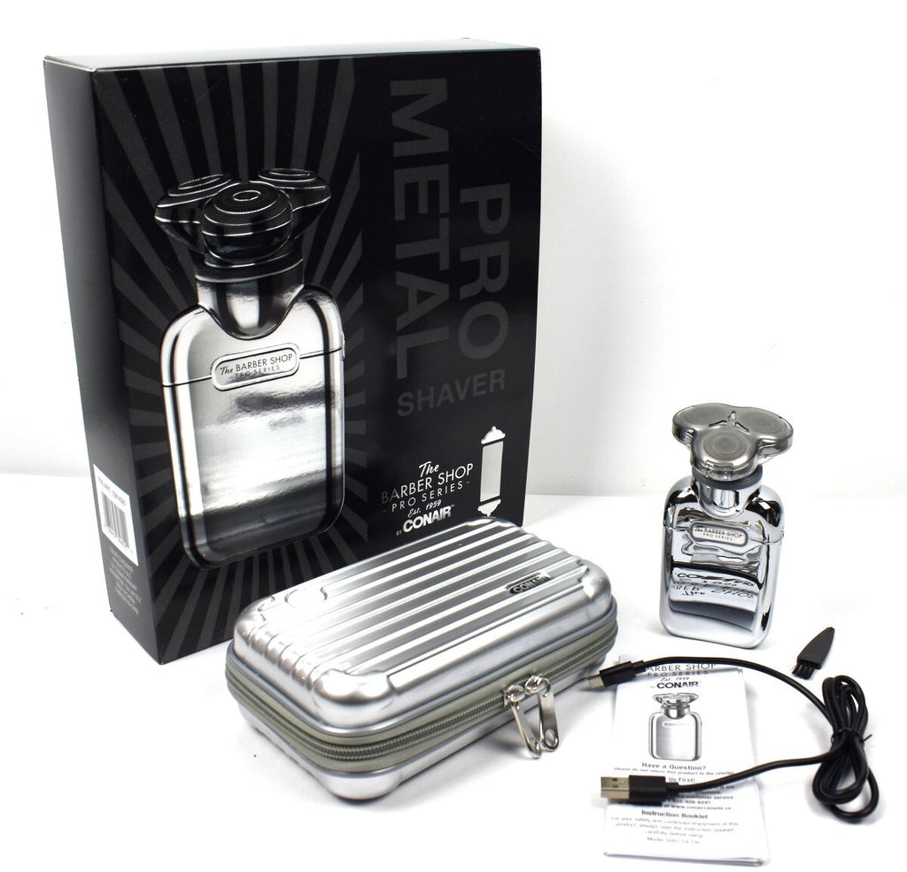Conair Pro Metal Series Rotary Triple Head Shaver - Cordless Waterproof Men’s Electric Razor