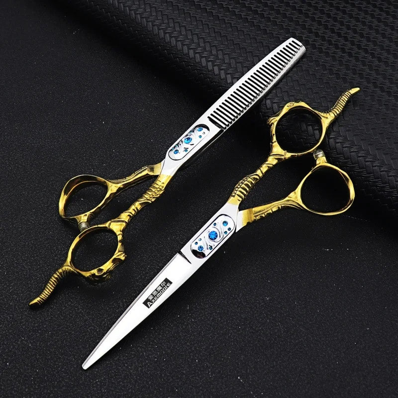 Professional Hairdressing Scissors Set 6 Inch Hair Cutting Shears 9CR13 Steel