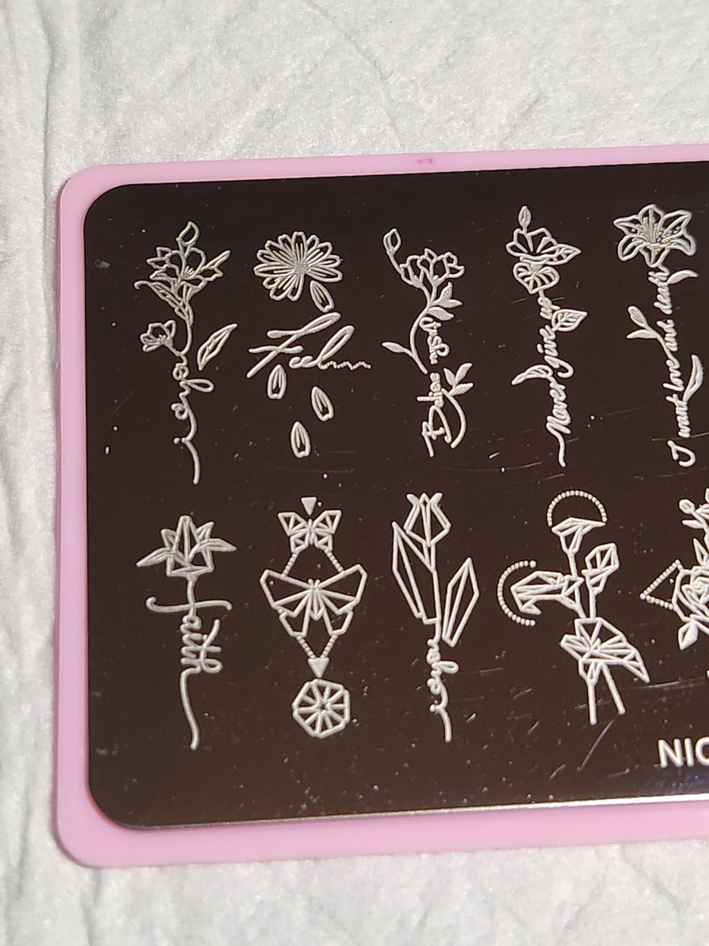 Nail Stamping Plate 144 Floral and Script Design for Nail Art
