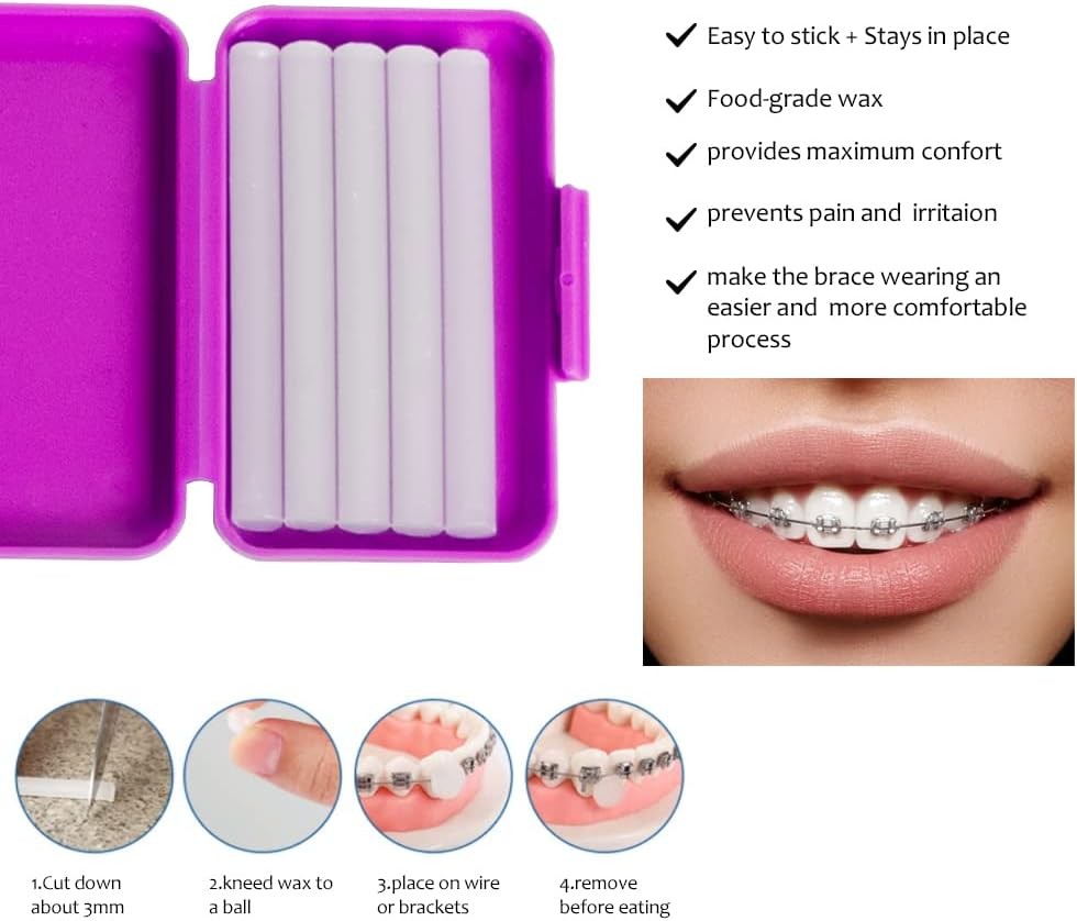 Orthodontic Care Kit with Toothbrush Floss Wax Mirror & Interdental Brush