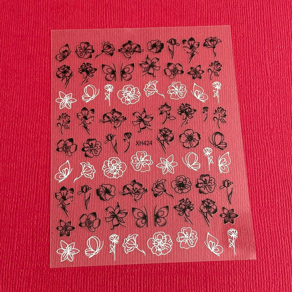 Self-Adhesive Nail Decal Stickers Flower Butterfly Daisy Rose Peony Set
