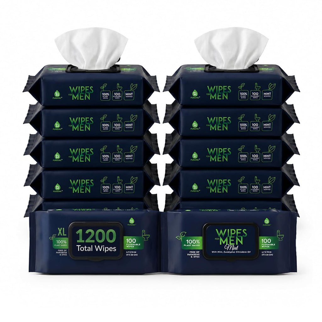 Flushable Man Wipes - Extra Large Mint Scented Cleanser 1200 Pack