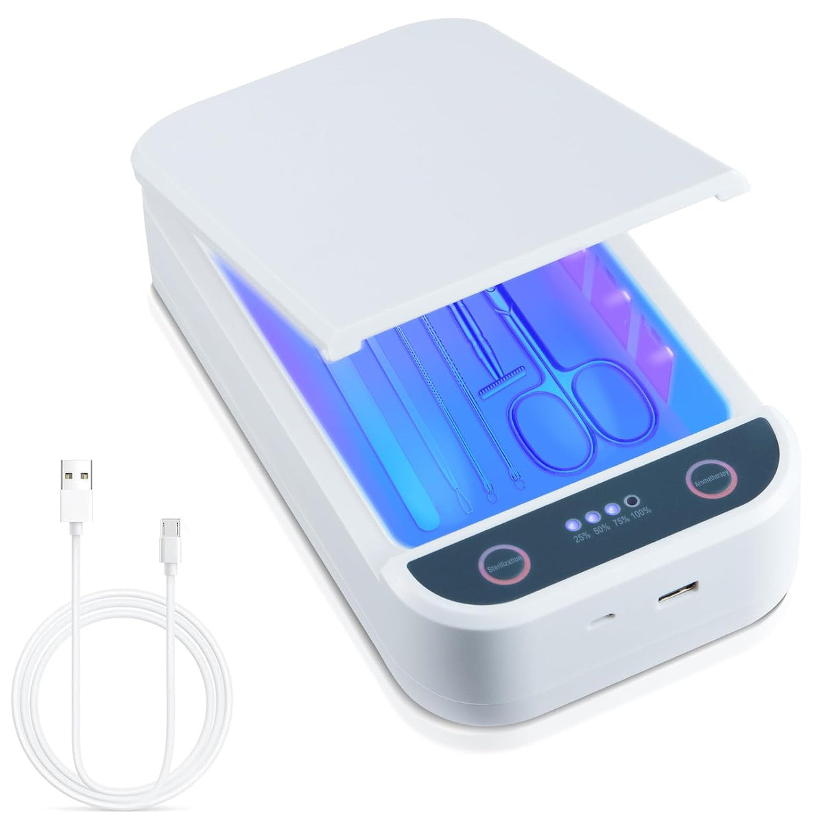 Portable UV Nail Tool Sterilizer Box with USB, Jewelry & Phone Sanitizer