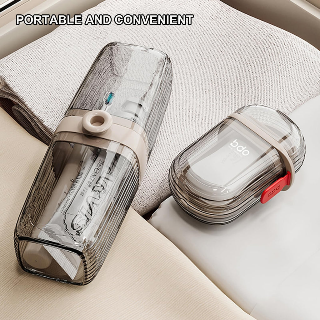 Travel Toothbrush & Soap Holder Set - Clear Plastic, Compact & Hygienic