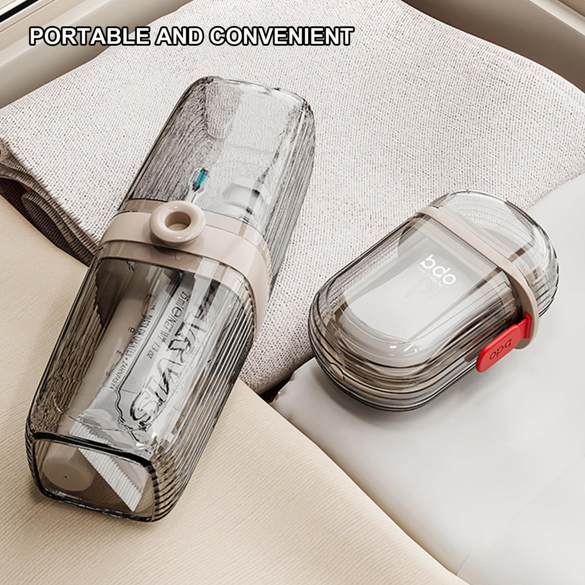 Travel Toothbrush & Soap Holder Set - Clear Plastic, Compact & Hygienic