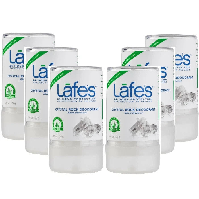 Natural Mineral Crystal Deodorant Pack of 6 - Fragrance-Free, Sensitive Skin Safe