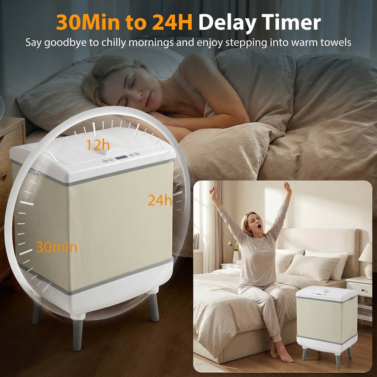 Large 35L Towel Warmer with Heating, Drying, Timer & Child Lock