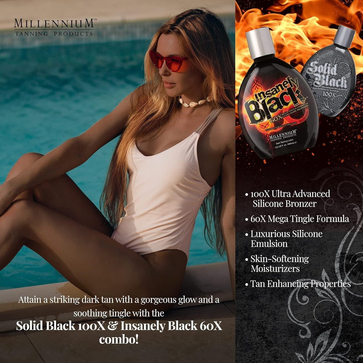 Indoor Tanning Bed Lotion - Solid Black & Insanely Black Mega Tingle Set