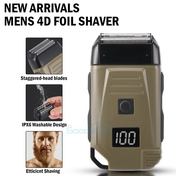 Electric Men's Shaver with Double Head Waterproof USB Charging