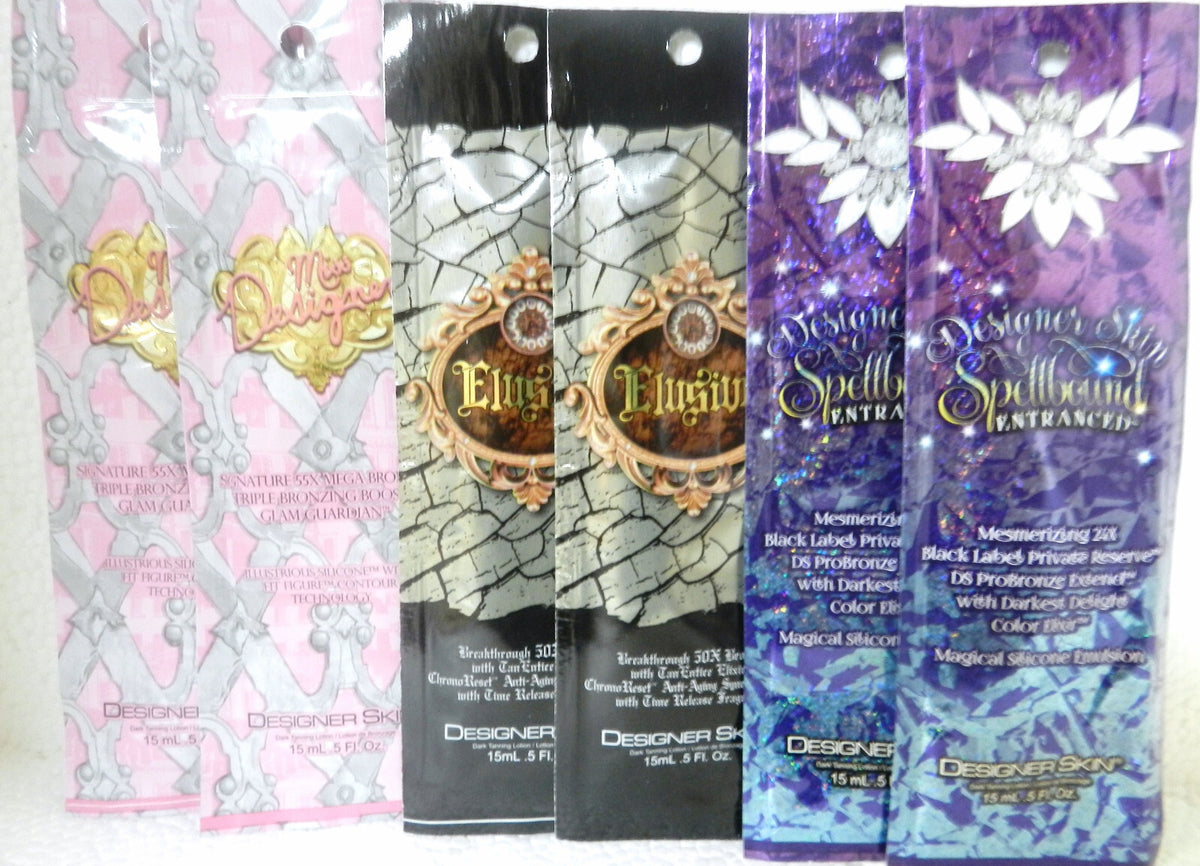 2-Pack Tanning Lotion Set with Anti-Aging & Bronzer Formulas - 6 Total Packets