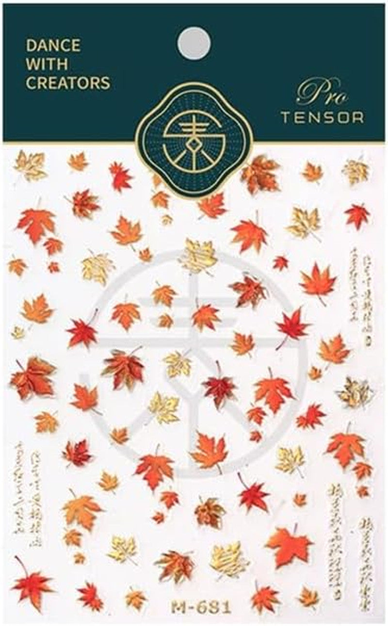 Fall Nail Stickers - 5D Autumn Maple Leaf Nail Decals for DIY Art