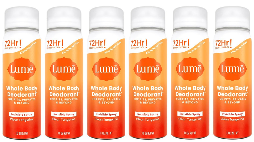 Lume Whole Body Deodorant Spray - Clean Tangerine Travel Size 1 oz (6 Pack)