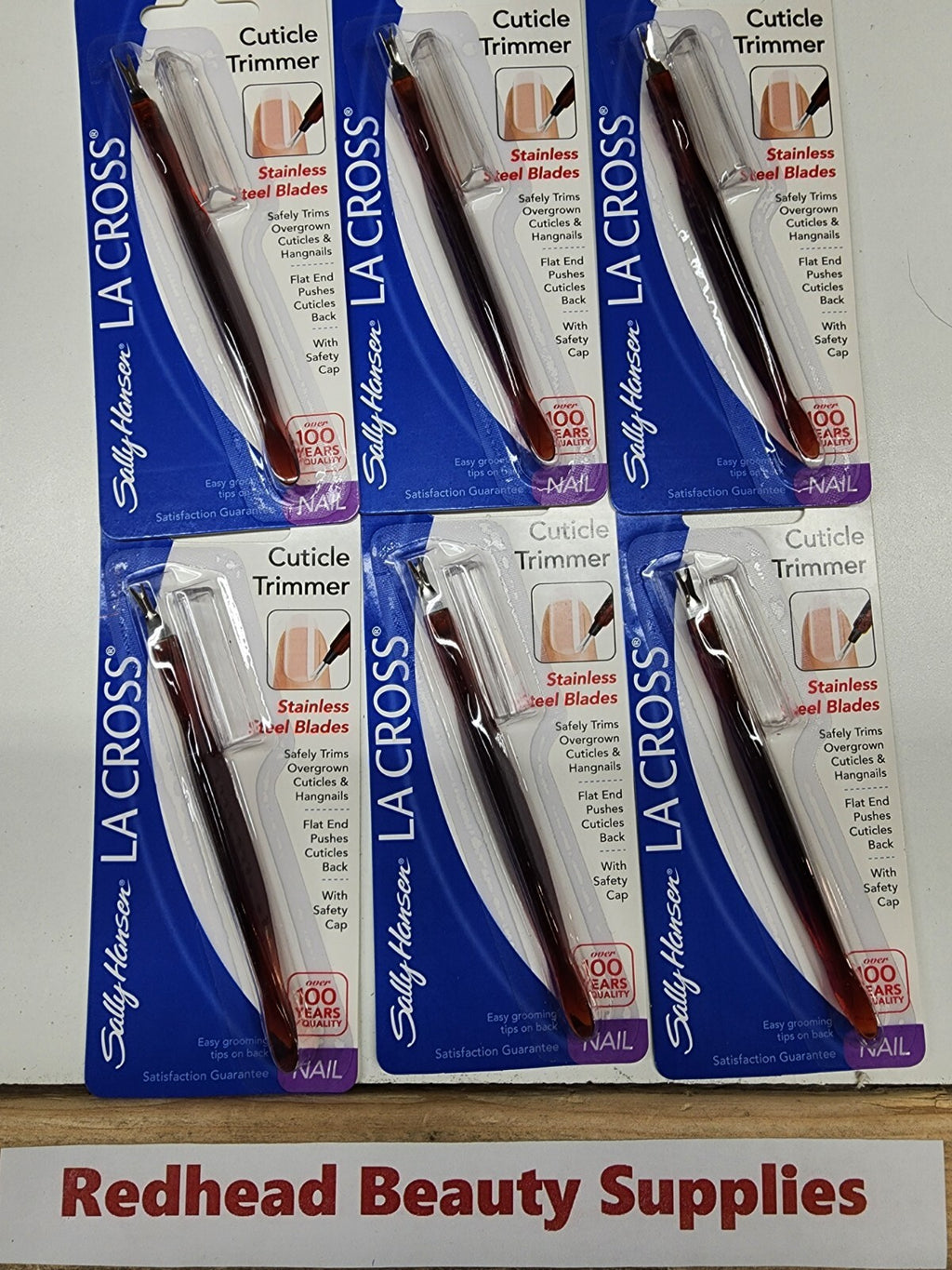 6 Pack Stainless Steel Cuticle Trimmers with Safety Cap - Nail Grooming Tools