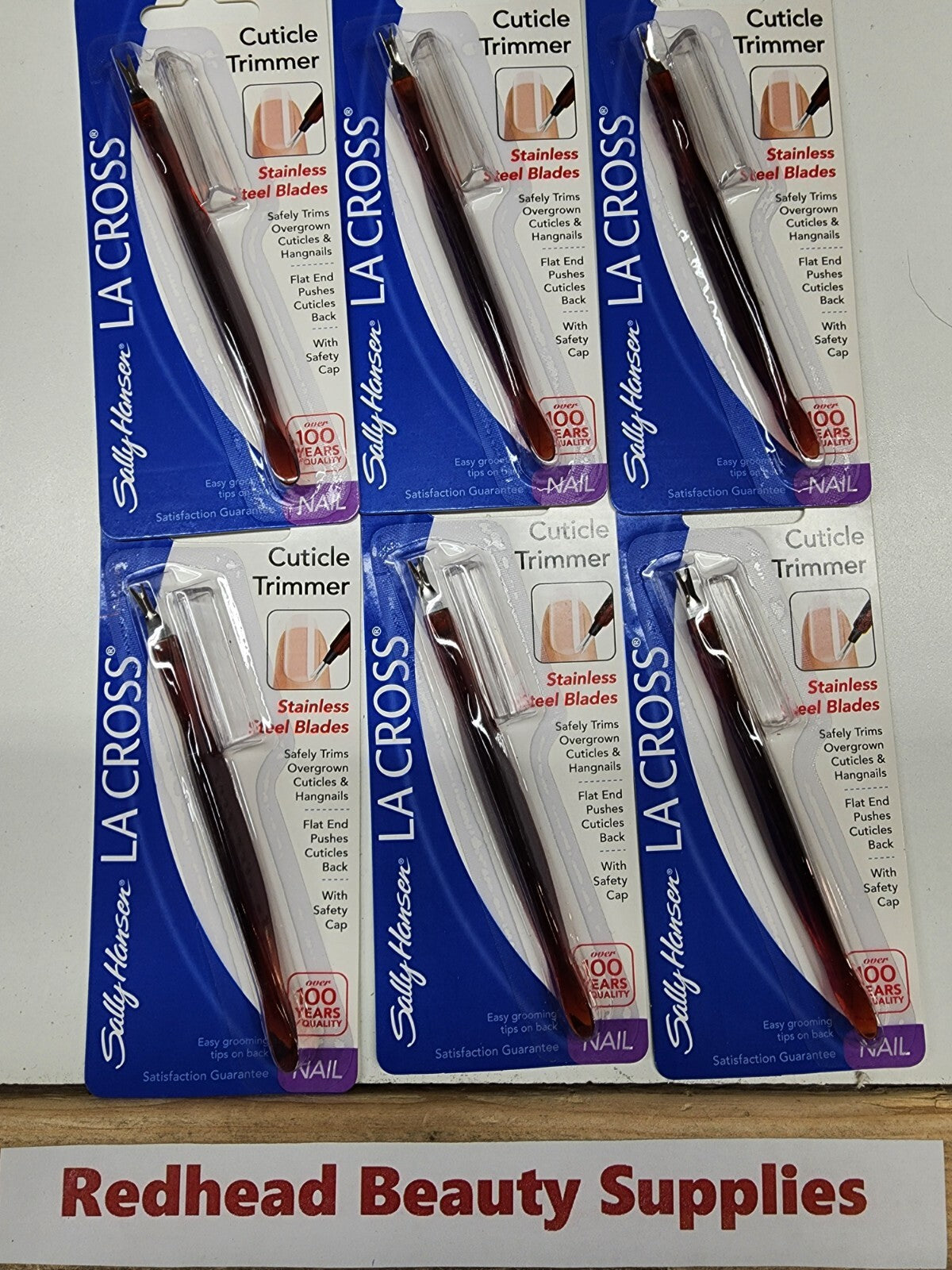 6 Pack Stainless Steel Cuticle Trimmers with Safety Cap - Nail Grooming Tools