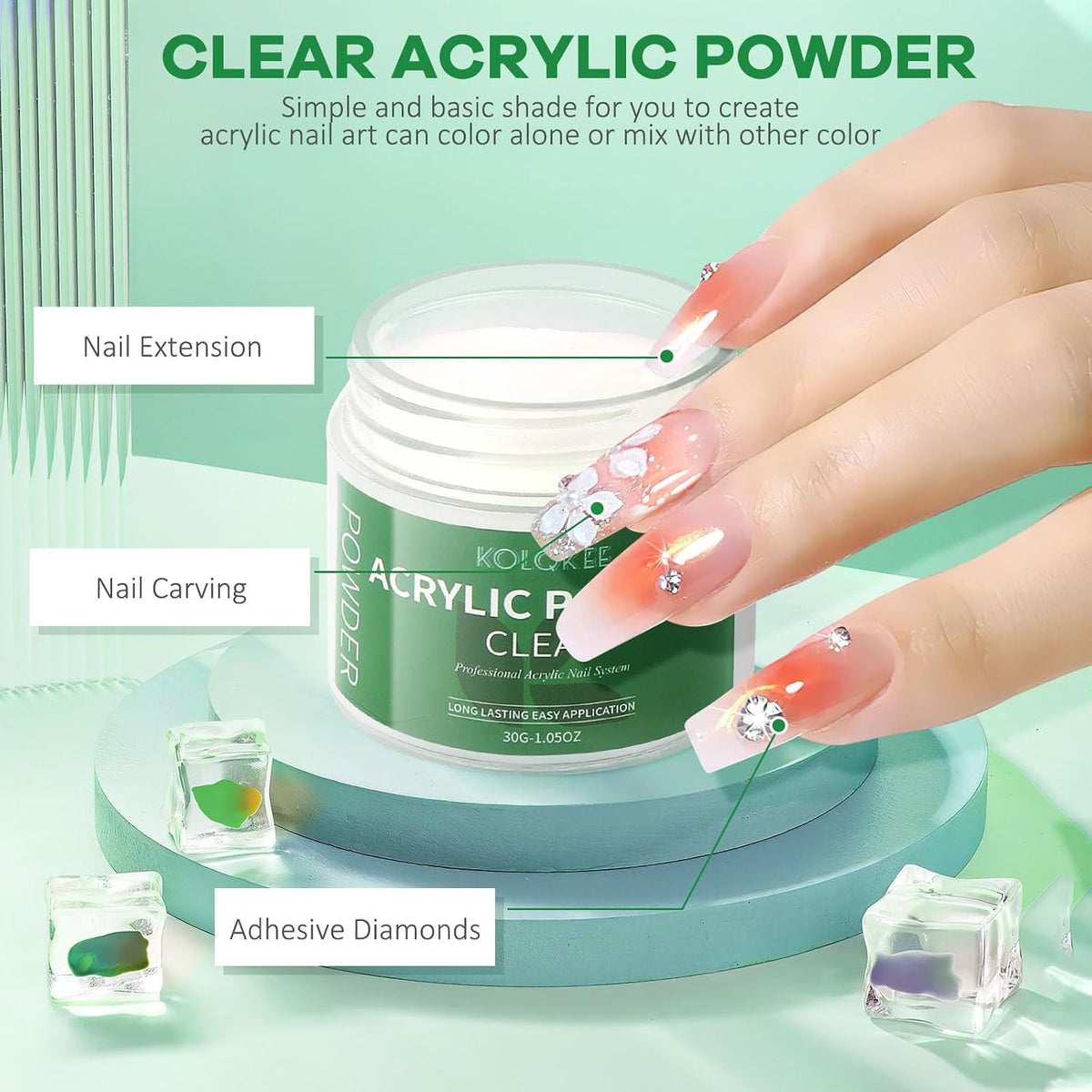 Acrylic Nail Kit with Powder, Liquid & Kolinsky Nail Brush for Salon-Quality Nails