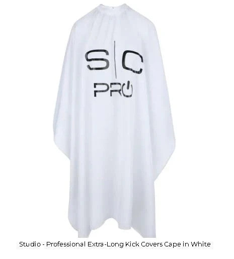 Extra Long Barber Cape White - Full Coverage Professional Haircut Cape