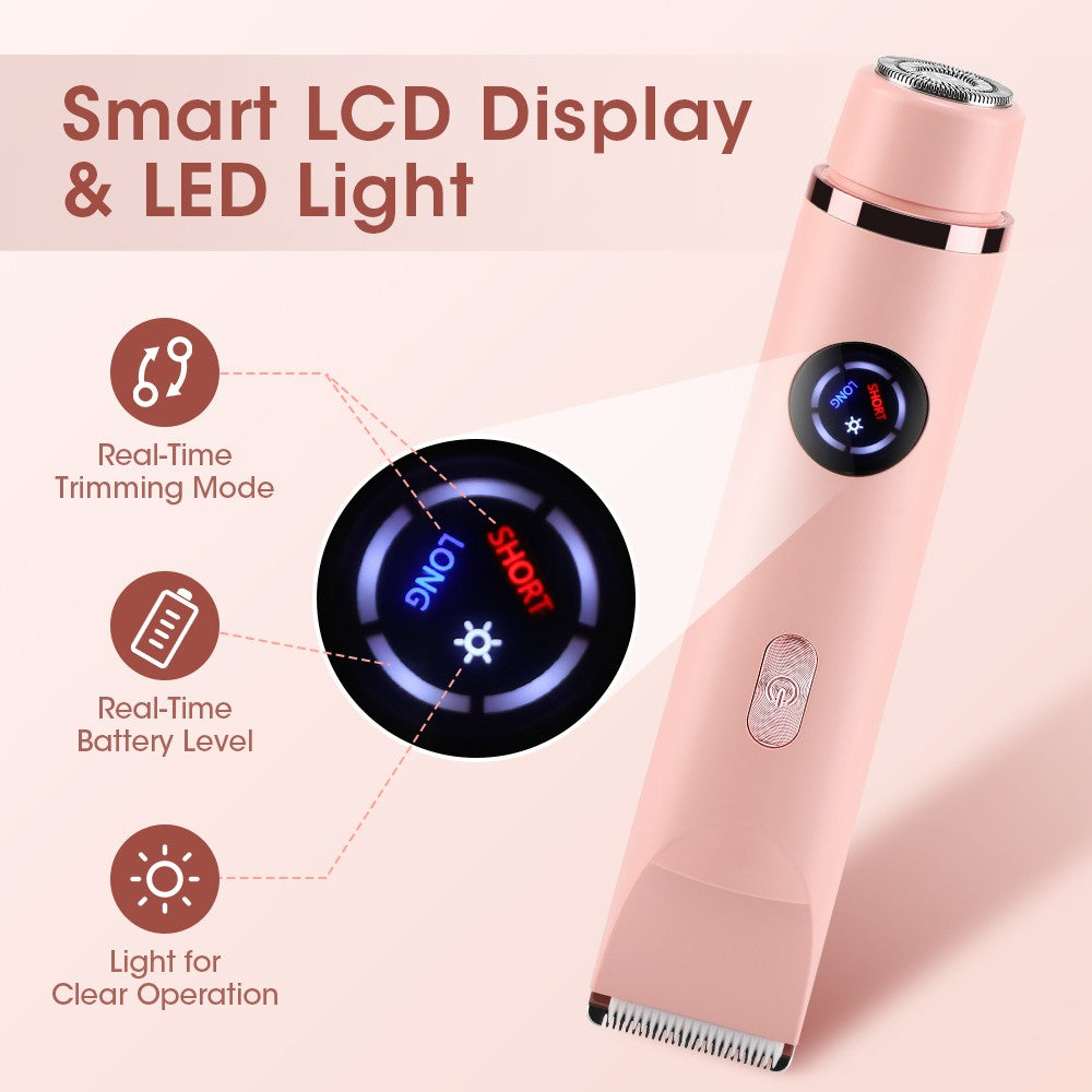 Women’s Bikini Trimmer & Facial Hair Remover – Waterproof Electric Razor with Dual Heads