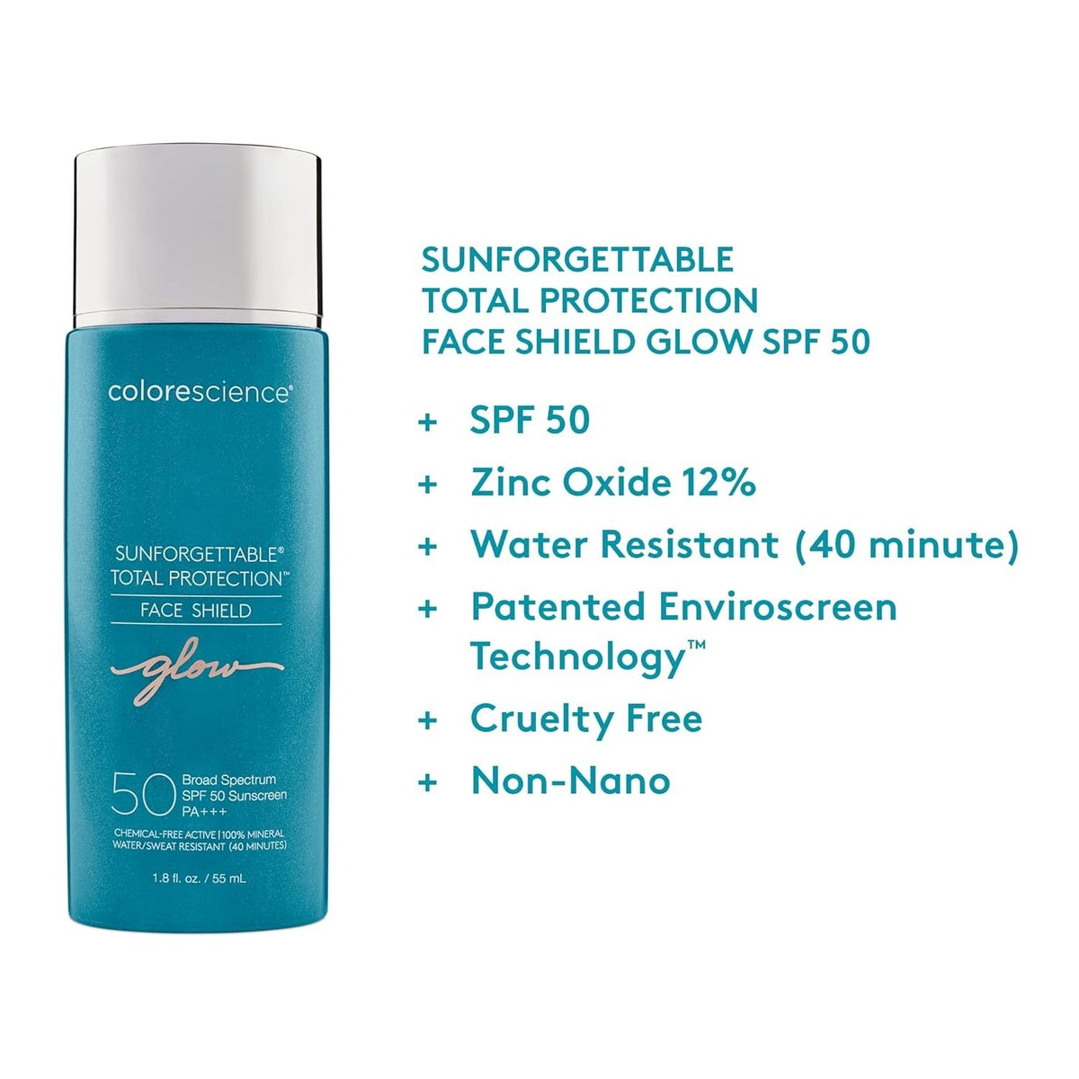 Mineral SPF 50 Face Shield with Glow Finish - Water-Resistant Sun Protection
