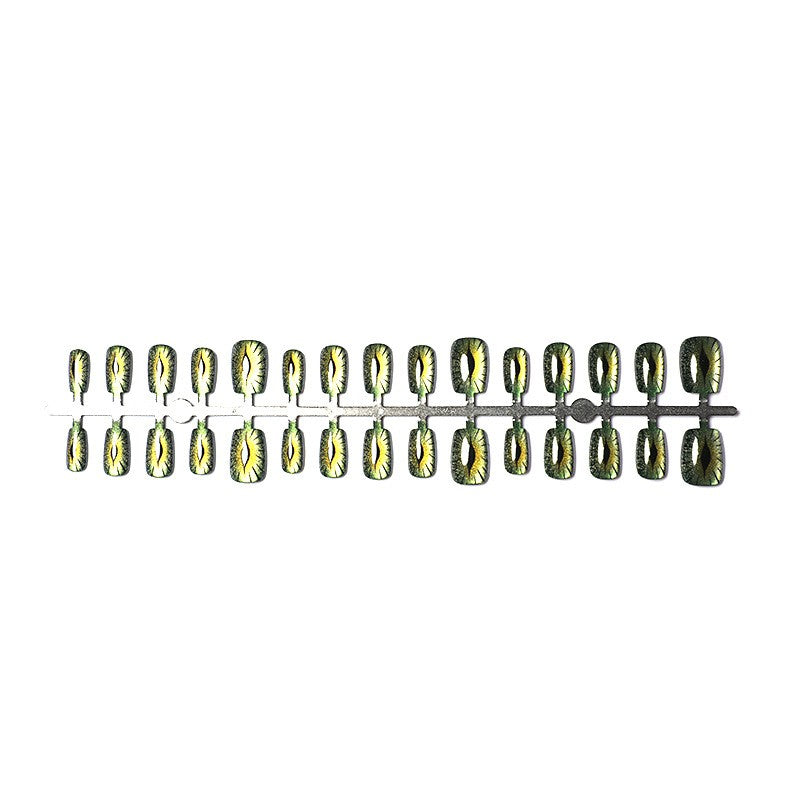 Green Glitter Press On Nails Set - Short Square Fake Nails for Nail Art