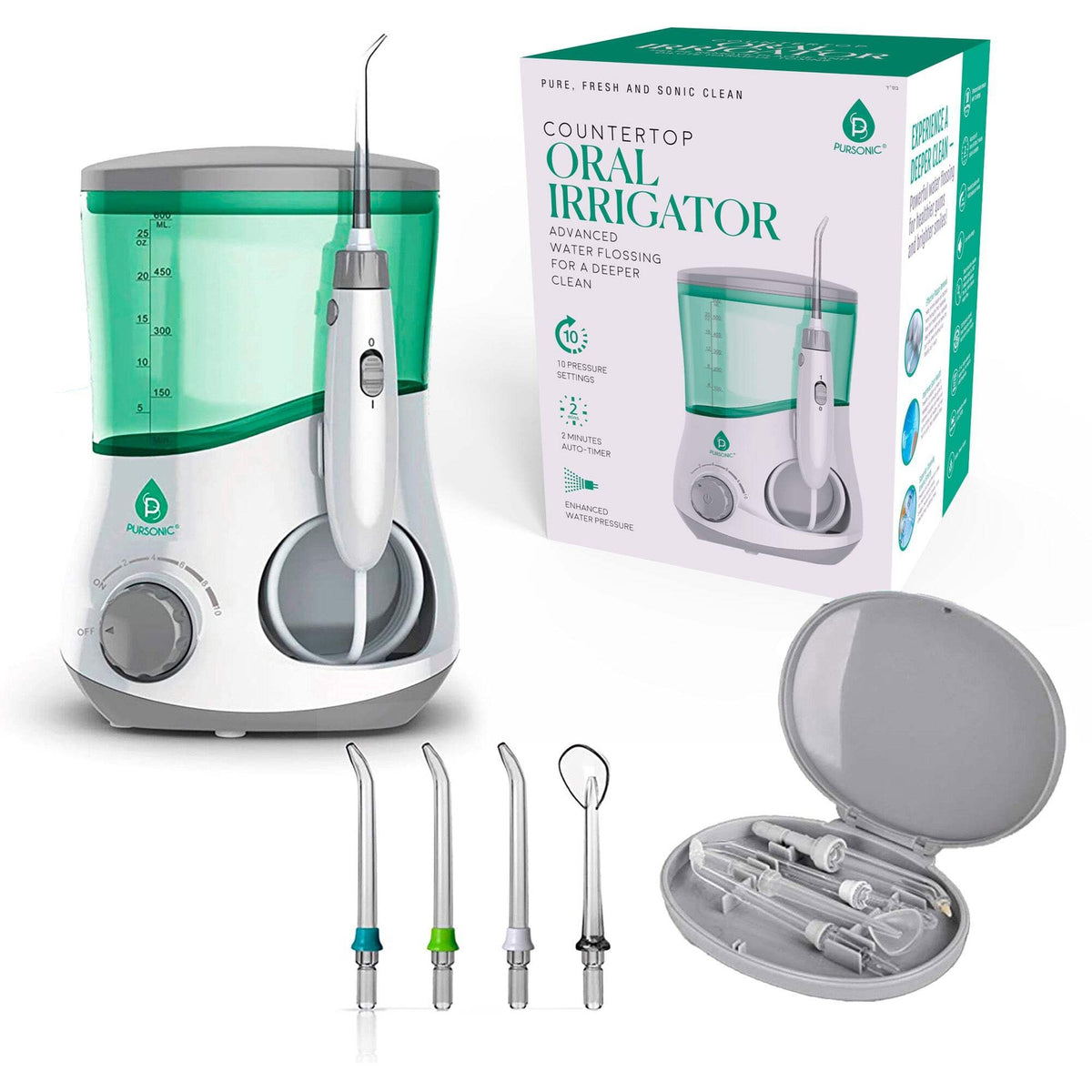 Professional Countertop Water Flosser - Dental Oral Irrigator with 10 Settings
