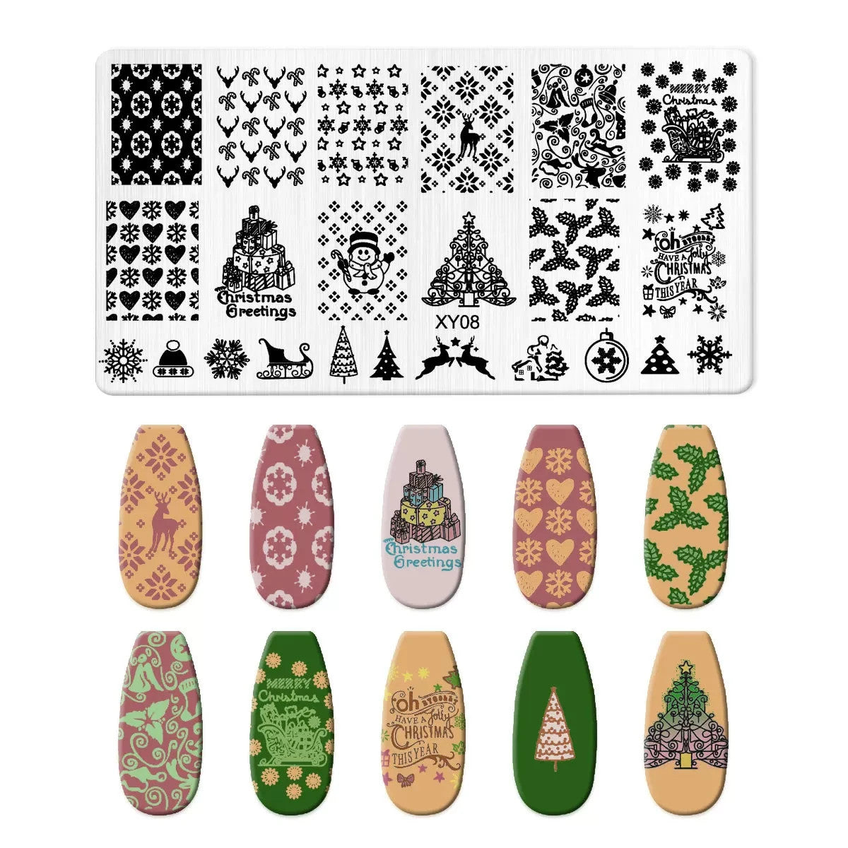 Nail Stamping Plate Christmas XY08 - Decorative Nail Art Template