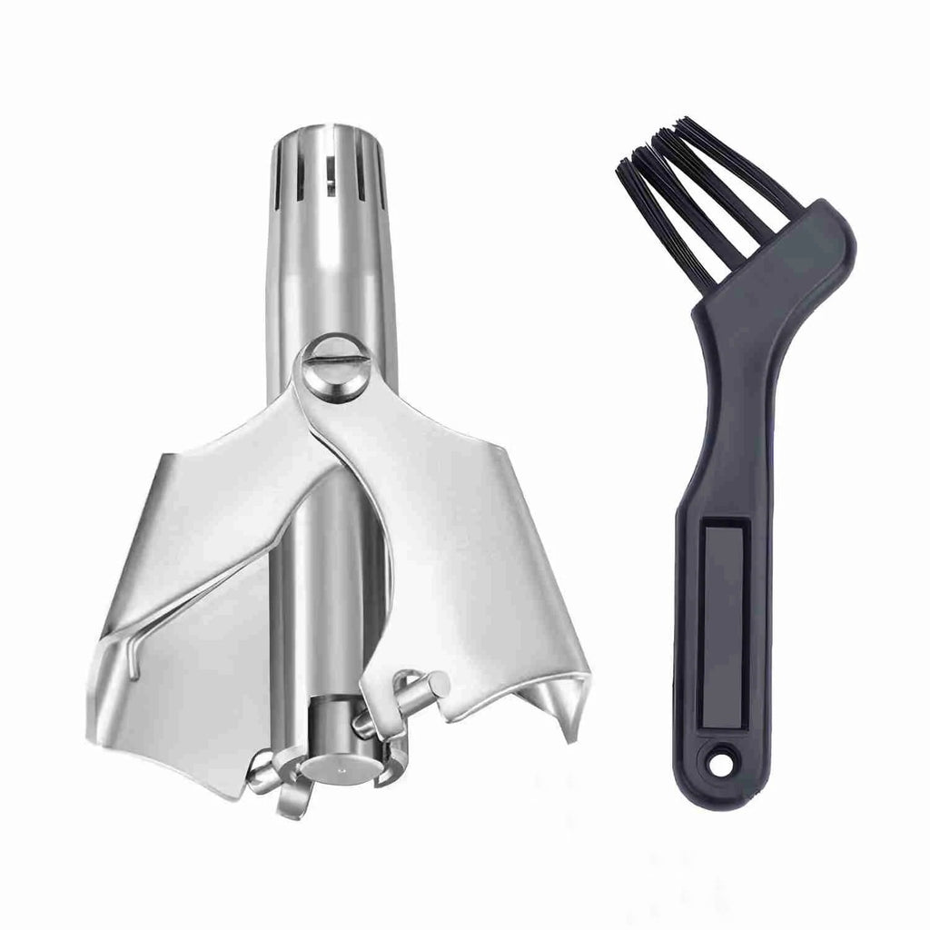 Manual Stainless Steel Nose & Ear Hair Trimmer - Painless, Waterproof, Travel-Friendly